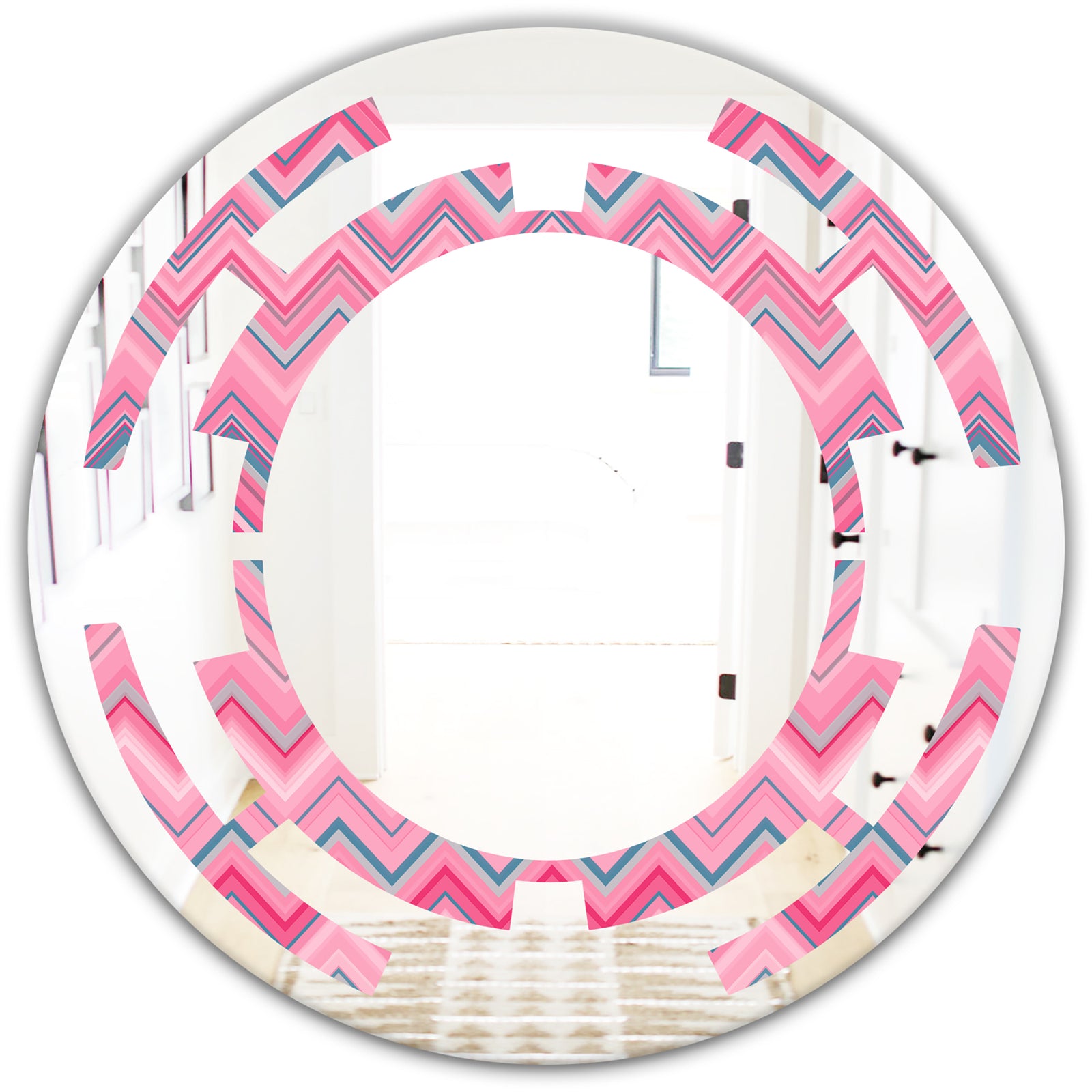 Abstract Retro Geometric III - Modern Round or Oval Wall Mirror - Space