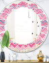 Abstract Retro Geometric III - Modern Round or Oval Wall Mirror - Leaves