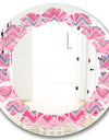 Abstract Retro Geometric III - Modern Round or Oval Wall Mirror - Leaves
