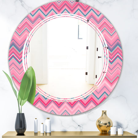 Abstract Retro Geometric III - Modern Round or Oval Wall Mirror - Triple C