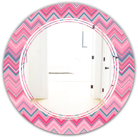 Abstract Retro Geometric III - Modern Round or Oval Wall Mirror - Triple C