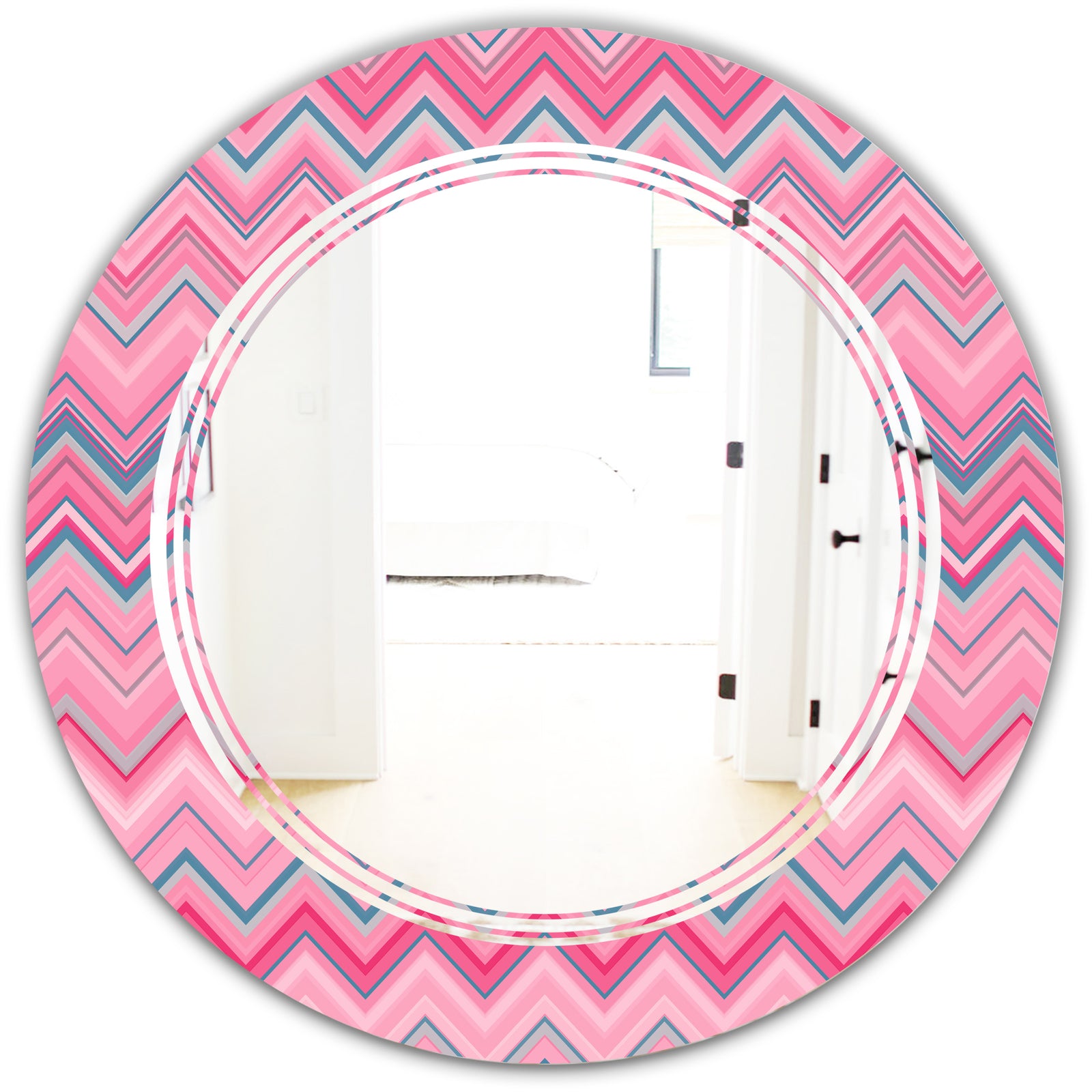 Abstract Retro Geometric III - Modern Round or Oval Wall Mirror - Triple C