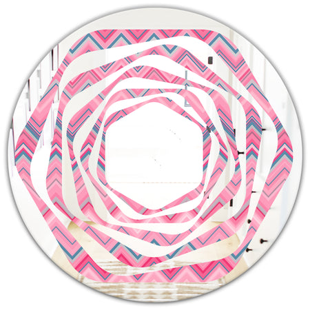 Abstract Retro Geometric III - Modern Round or Oval Wall Mirror - Whirl