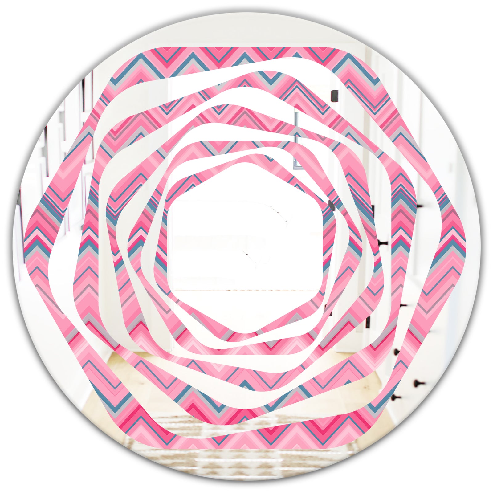 Abstract Retro Geometric III - Modern Round or Oval Wall Mirror - Whirl