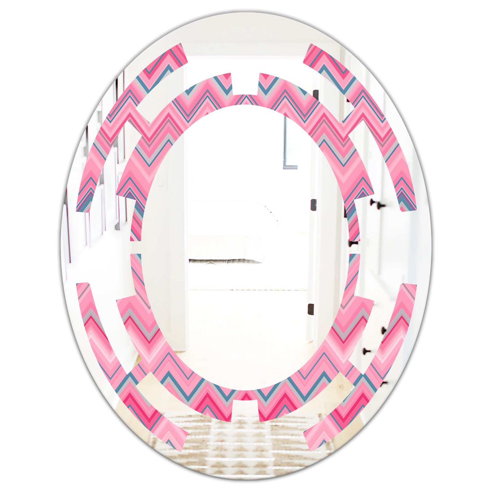 Abstract Retro Geometric III - Modern Round or Oval Wall Mirror - Space