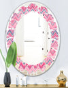Abstract Retro Geometric III - Modern Round or Oval Wall Mirror - Leaves