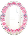 Abstract Retro Geometric III - Modern Round or Oval Wall Mirror - Leaves