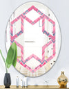 Abstract Retro Geometric III - Modern Round or Oval Wall Mirror - Hexagon Star