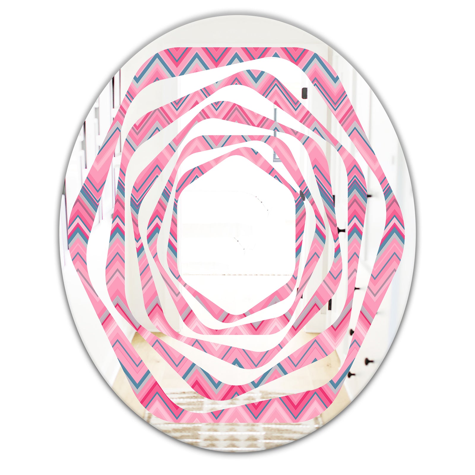 Abstract Retro Geometric III - Modern Round or Oval Wall Mirror - Whirl