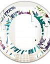 Retro Floral Botanical Design II - Modern Round or Oval Wall Mirror - Space