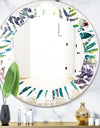 Retro Floral Botanical Design II - Modern Round or Oval Wall Mirror - Leaves