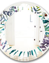 Retro Floral Botanical Design II - Modern Round or Oval Wall Mirror - Leaves