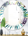 Retro Floral Botanical Design II - Modern Round or Oval Wall Mirror - Triple C