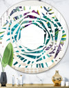 Retro Floral Botanical Design II - Modern Round or Oval Wall Mirror - Whirl