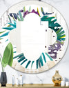 Retro Floral Botanical Design II - Modern Round or Oval Wall Mirror - Quatrefoil
