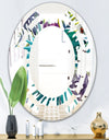 Retro Floral Botanical Design II - Modern Round or Oval Wall Mirror - Space