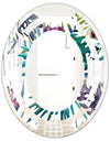Retro Floral Botanical Design II - Modern Round or Oval Wall Mirror - Space