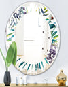 Retro Floral Botanical Design II - Modern Round or Oval Wall Mirror - Leaves