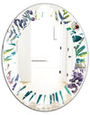 Retro Floral Botanical Design II - Modern Round or Oval Wall Mirror - Leaves