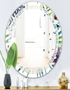 Retro Floral Botanical Design II - Modern Round or Oval Wall Mirror - Triple C