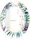 Retro Floral Botanical Design II - Modern Round or Oval Wall Mirror - Triple C