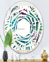 Retro Floral Botanical Design II - Modern Round or Oval Wall Mirror - Whirl