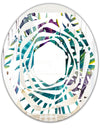 Retro Floral Botanical Design II - Modern Round or Oval Wall Mirror - Whirl