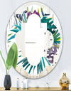 Retro Floral Botanical Design II - Modern Round or Oval Wall Mirror - Quatrefoil