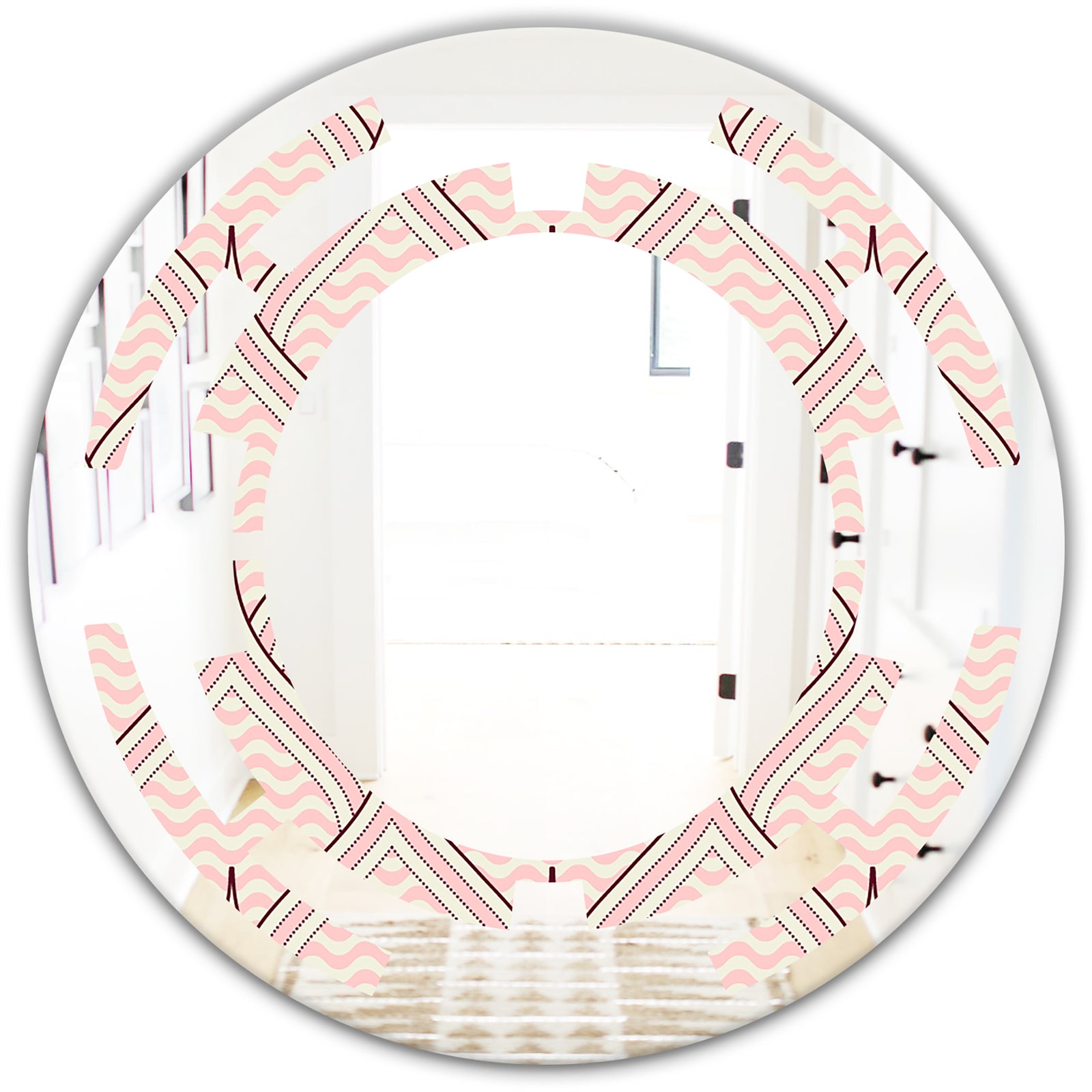 Retro Ornament With Decorative Elements - Modern Round or Oval Wall Mirror - Space