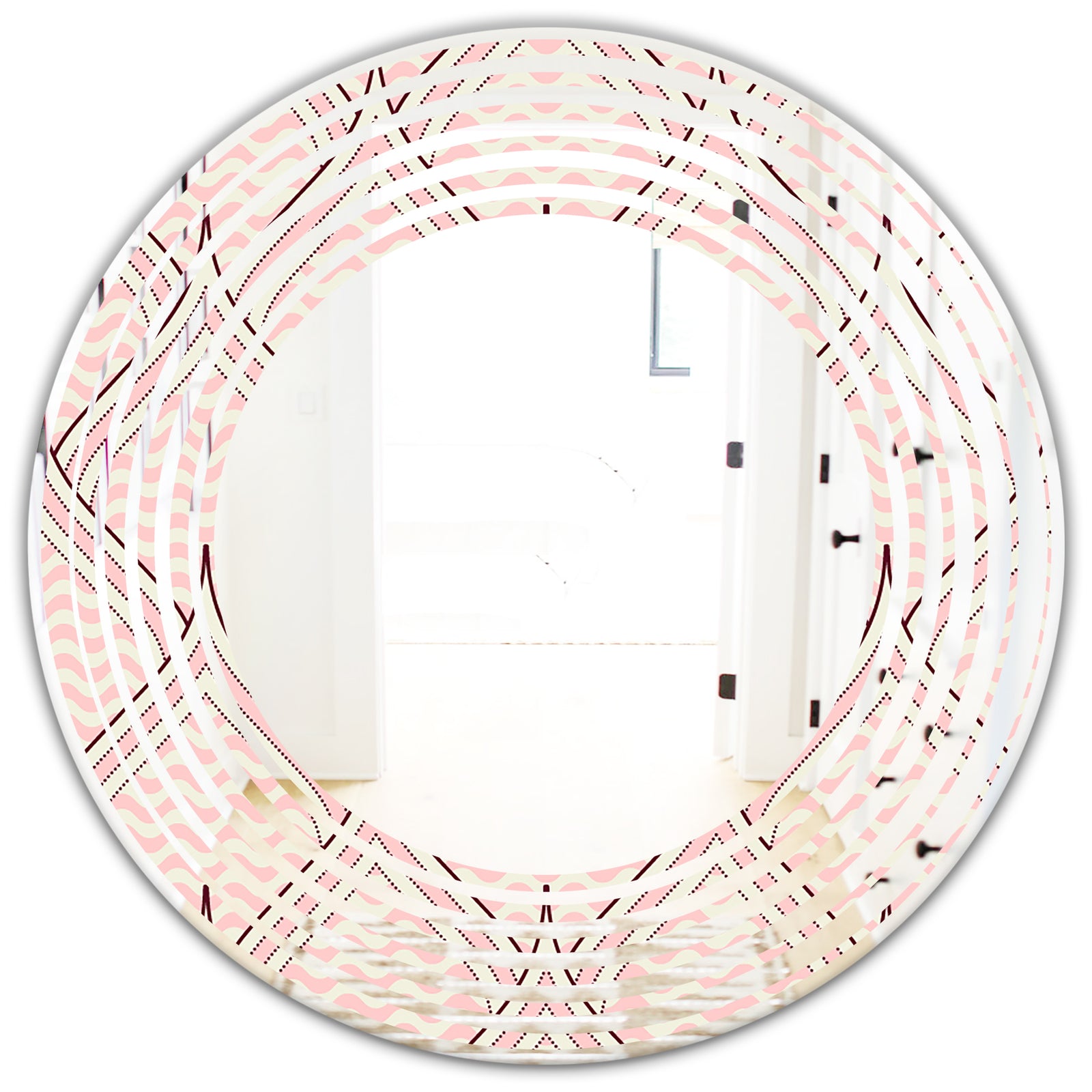 Retro Ornament With Decorative Elements - Modern Round or Oval Wall Mirror - Wave