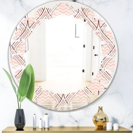 Retro Ornament With Decorative Elements - Modern Round or Oval Wall Mirror - Leaves