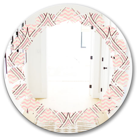 Retro Ornament With Decorative Elements - Modern Round or Oval Wall Mirror - Leaves