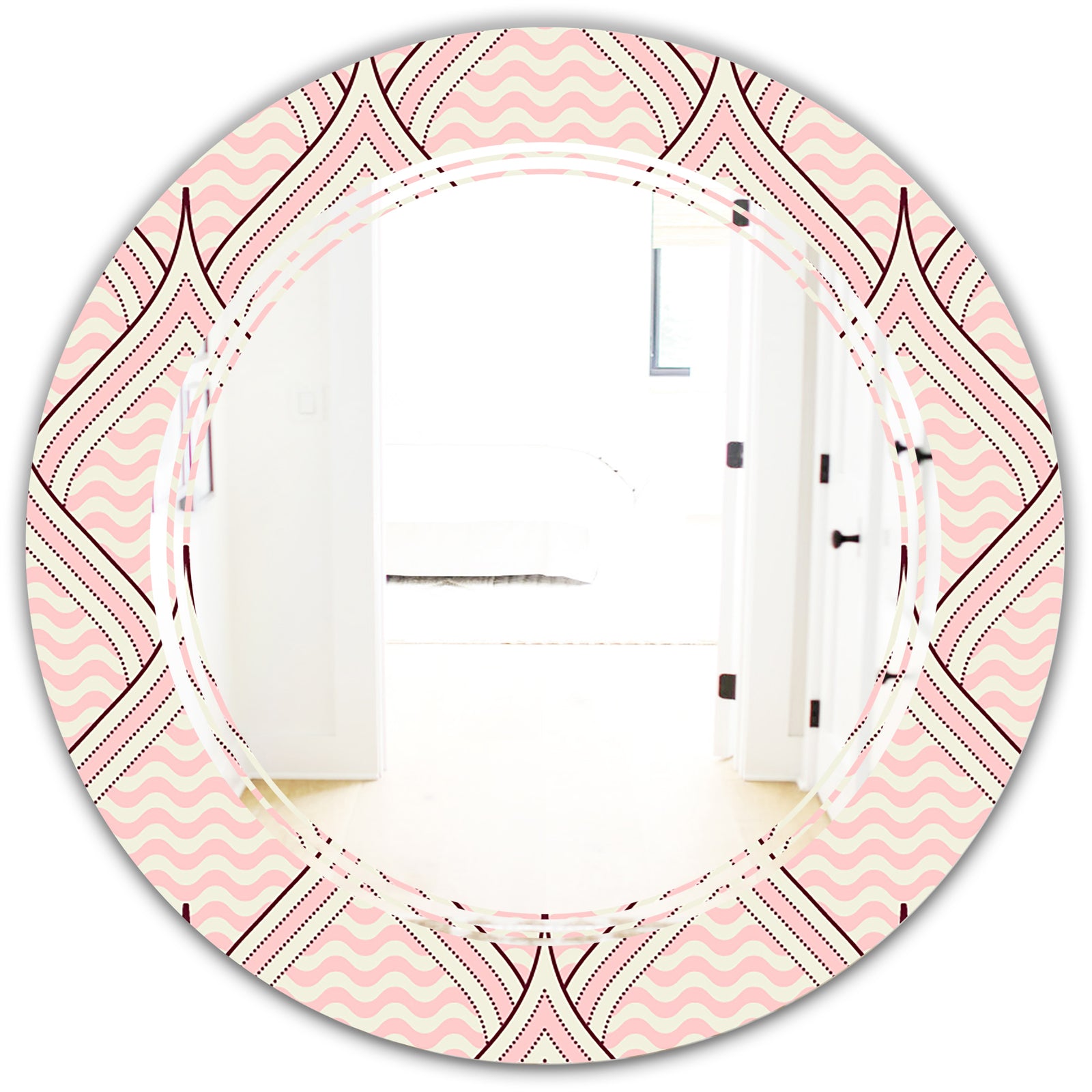 Retro Ornament With Decorative Elements - Modern Round or Oval Wall Mirror - Triple C