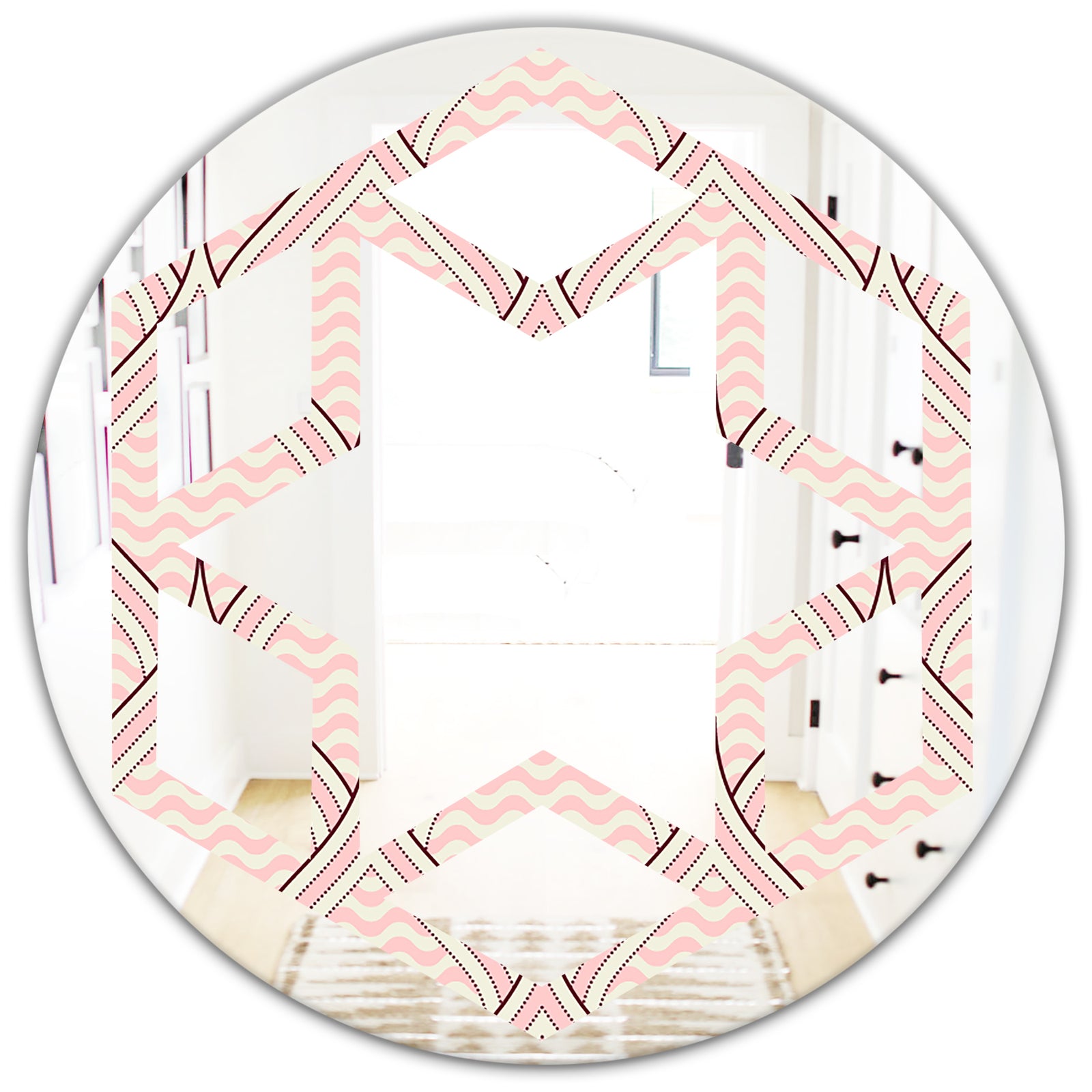 Retro Ornament With Decorative Elements - Modern Round or Oval Wall Mirror - Hexagon Star