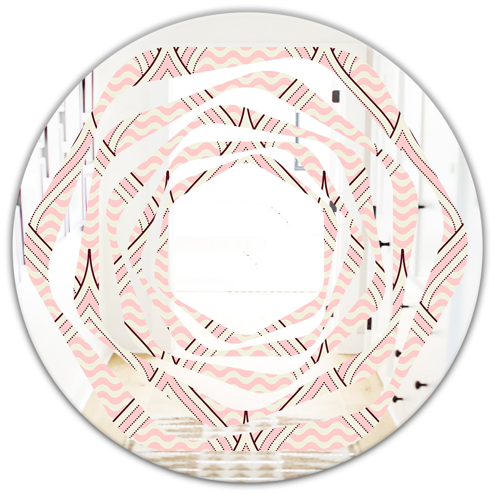 Retro Ornament With Decorative Elements - Modern Round or Oval Wall Mirror - Whirl