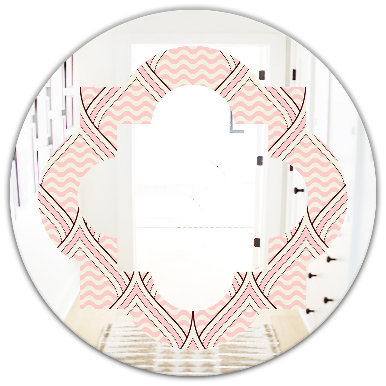 Retro Ornament With Decorative Elements - Modern Round or Oval Wall Mirror - Quatrefoil
