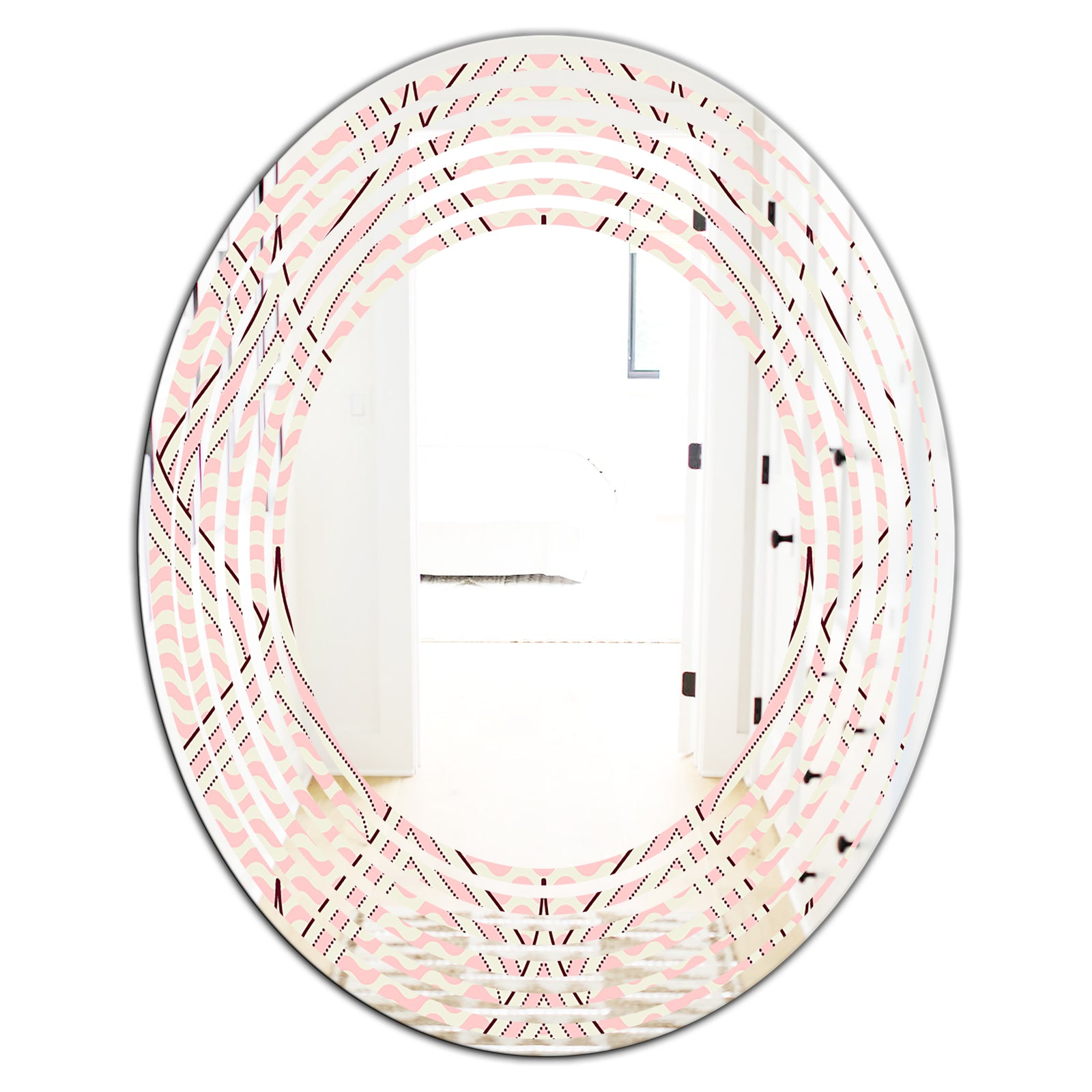 Retro Ornament With Decorative Elements - Modern Round or Oval Wall Mirror - Wave