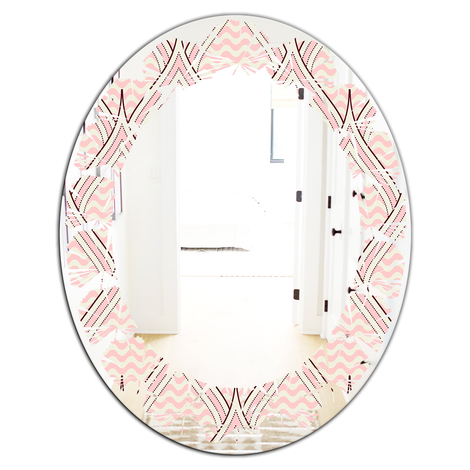 Retro Ornament With Decorative Elements - Modern Round or Oval Wall Mirror - Leaves