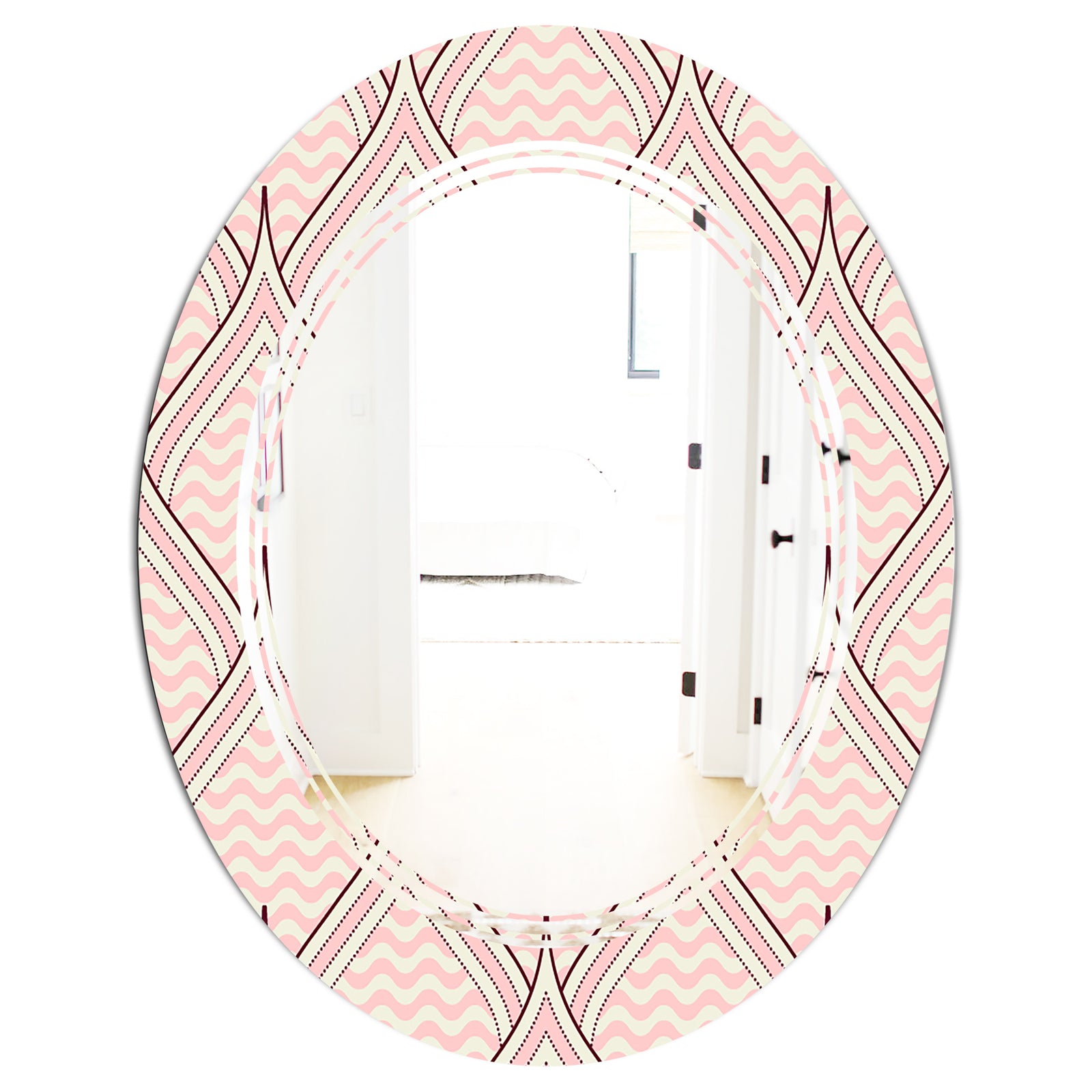 Retro Ornament With Decorative Elements - Modern Round or Oval Wall Mirror - Triple C