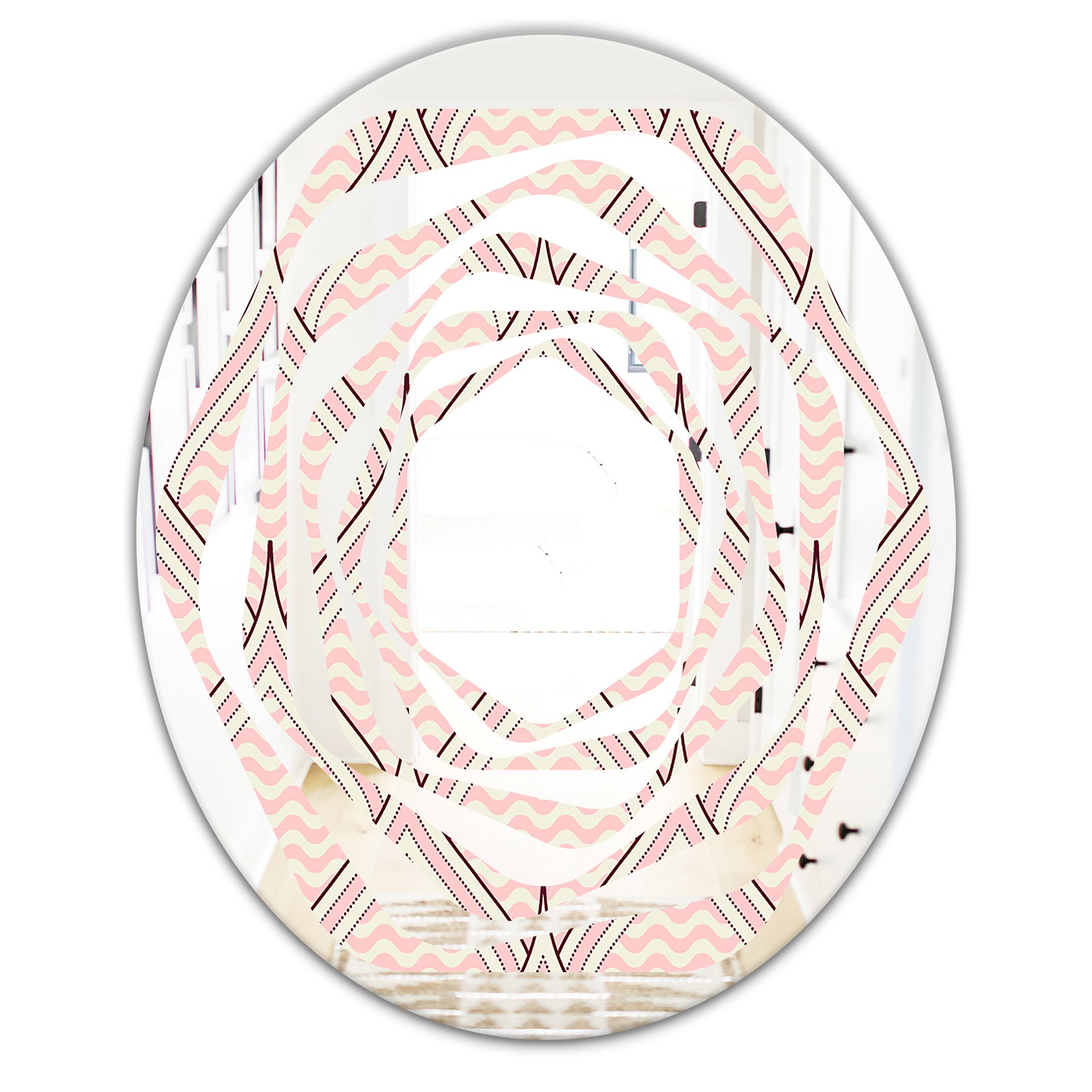 Retro Ornament With Decorative Elements - Modern Round or Oval Wall Mirror - Whirl