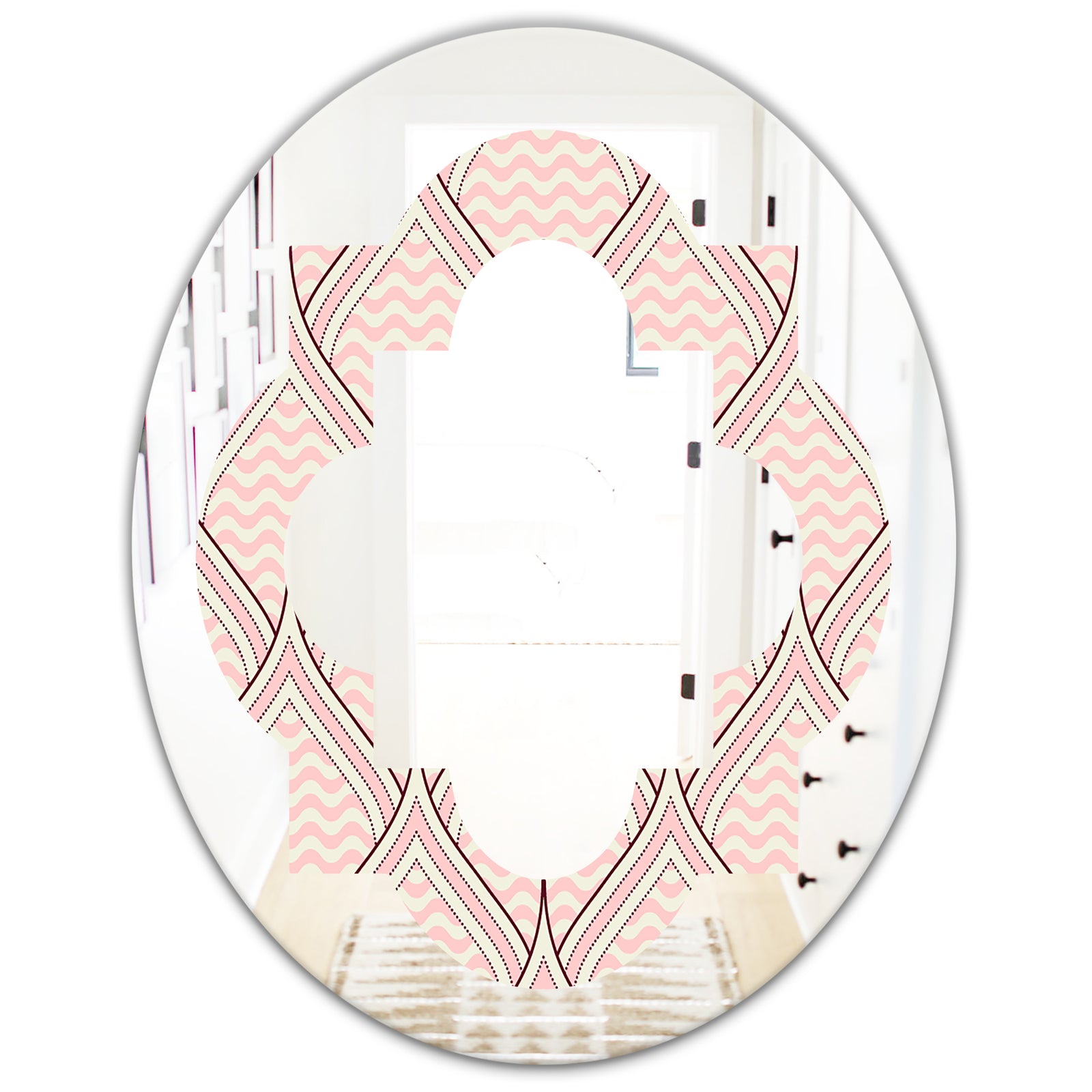 Retro Ornament With Decorative Elements - Modern Round or Oval Wall Mirror - Quatrefoil