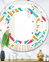 Abstract Retro Geometry I - Modern Round or Oval Wall Mirror - Space