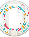 Abstract Retro Geometry I - Modern Round or Oval Wall Mirror - Space
