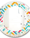 Abstract Retro Geometry I - Modern Round or Oval Wall Mirror - Leaves
