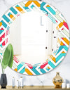 Abstract Retro Geometry I - Modern Round or Oval Wall Mirror - Triple C