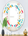 Abstract Retro Geometry I - Modern Round or Oval Wall Mirror - Space