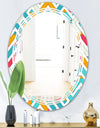 Abstract Retro Geometry I - Modern Round or Oval Wall Mirror - Triple C