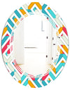 Abstract Retro Geometry I - Modern Round or Oval Wall Mirror - Triple C