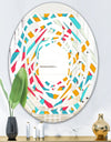 Abstract Retro Geometry I - Modern Round or Oval Wall Mirror - Whirl