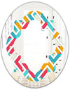 Abstract Retro Geometry I - Modern Round or Oval Wall Mirror - Quatrefoil